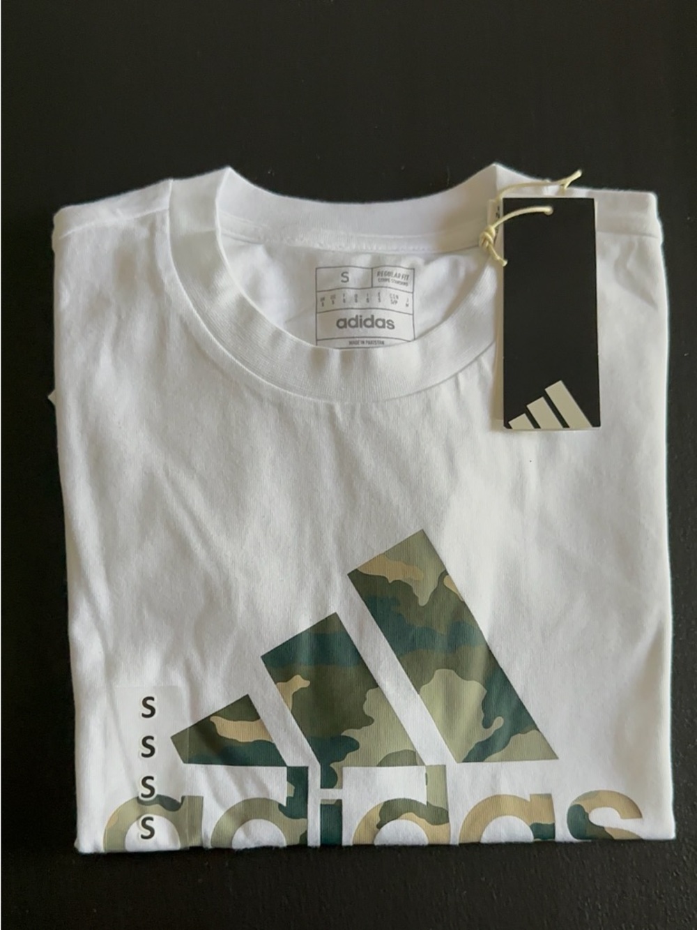 adidas White Tee with Camouflage Trefoil